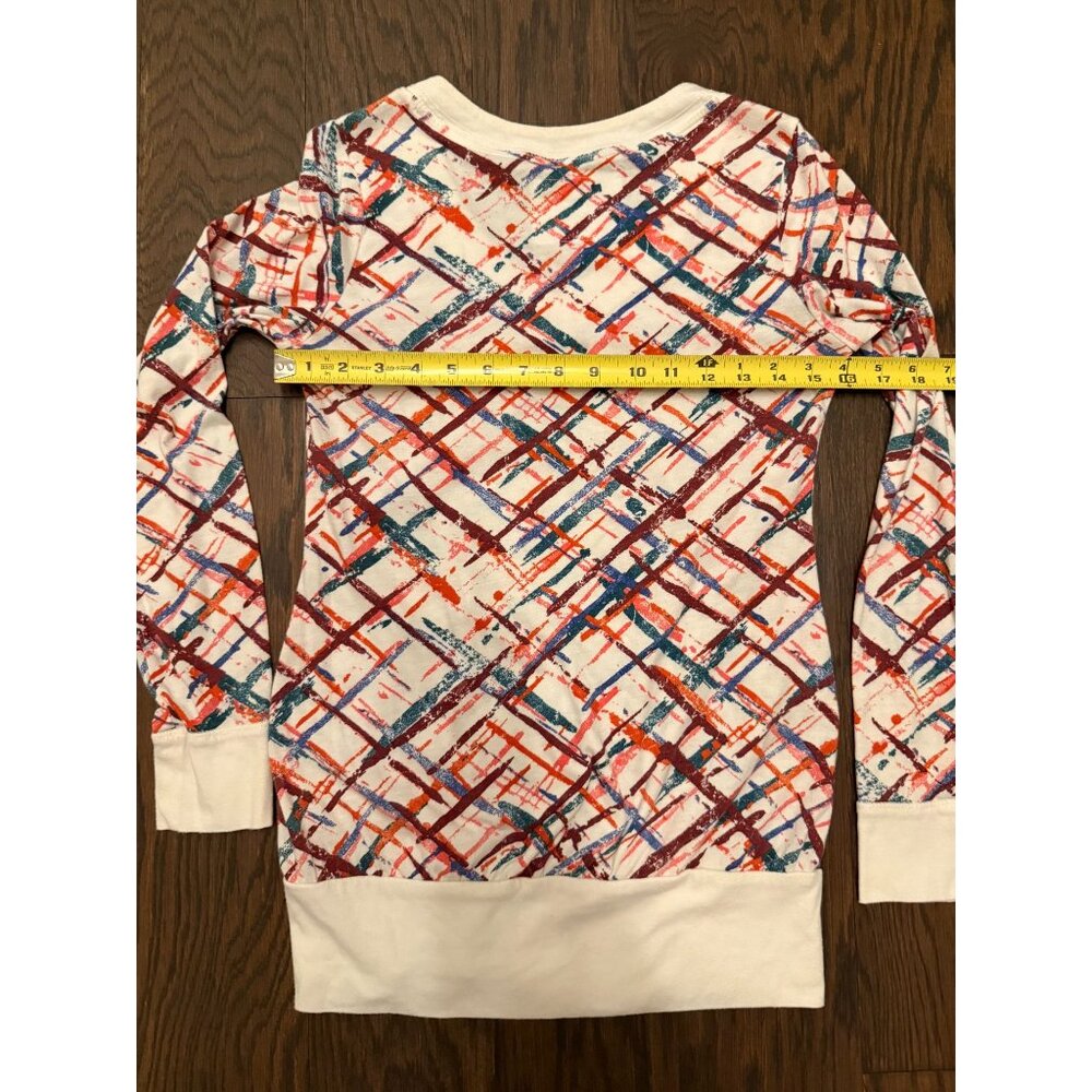 Y2K 2000's Mudd Colorful Splatter Print Long-Sleeve Abstract Pattern Medium Top - Picture 4 of 11